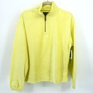 BP + Wildfang Top Size XS Green Luminary Quarter Zip Mock Neck Velour Pullover